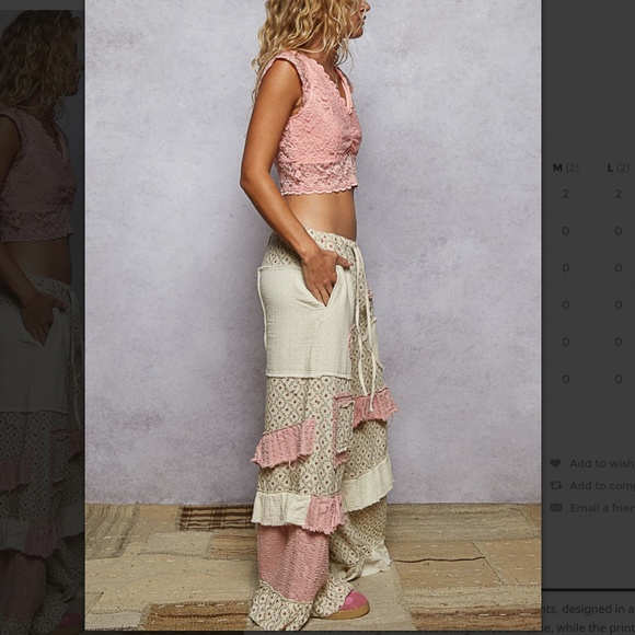 POL “ Flora “ POL Relaxed Fit Wide Leg Ruffle Pants 58A - Picture 7 of 8